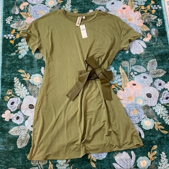 Anthropologie Dolan Collection Belted Mini Shirt Dress Olive Dress Relaxed M - Picture 3 of 13